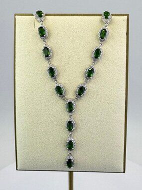 Handmade Jewelry Green Diopside Set 925 14k White Gold Necklace Jewelry